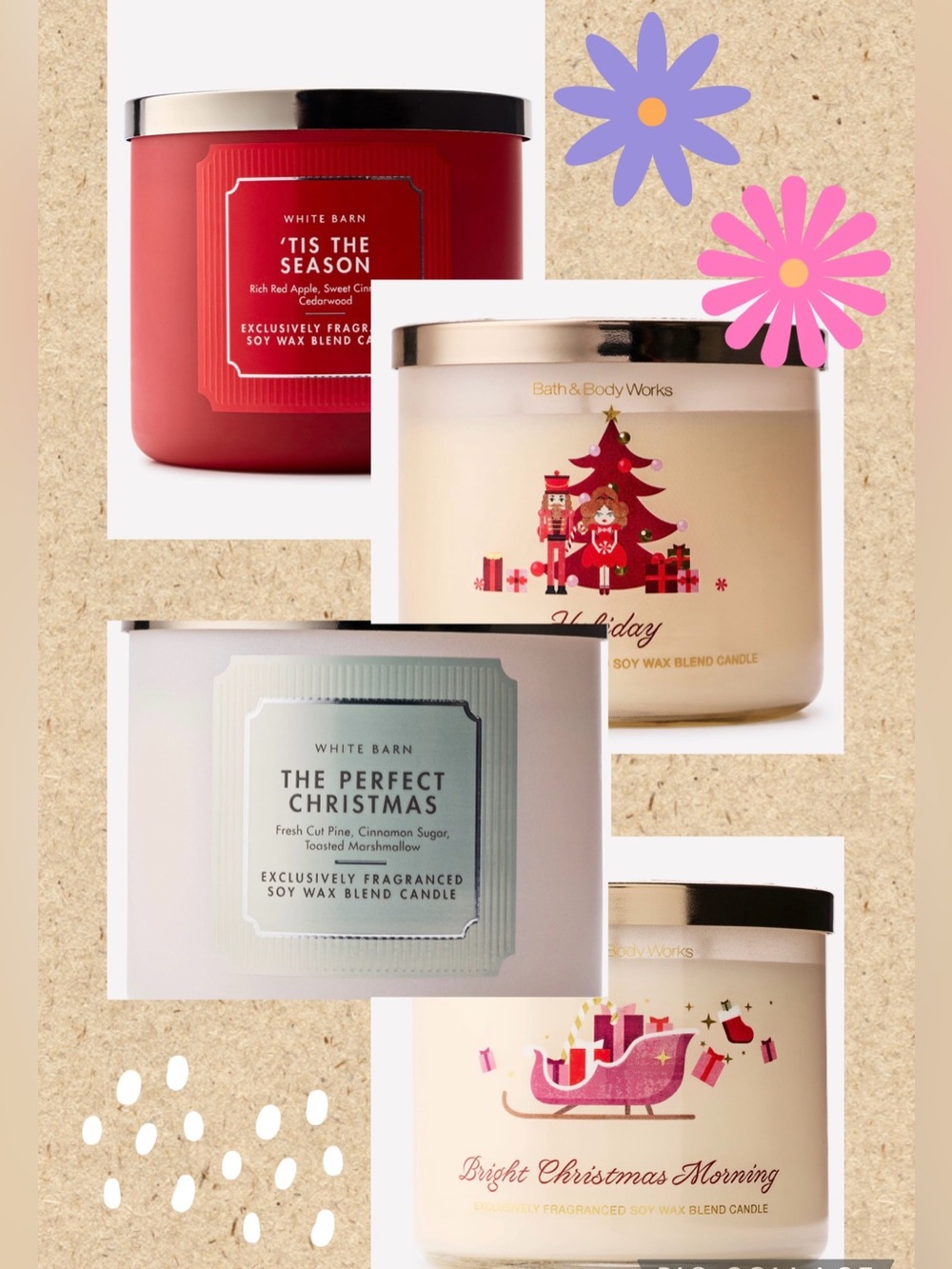 BBW Christmas 3-Wick Candles bundle of 4